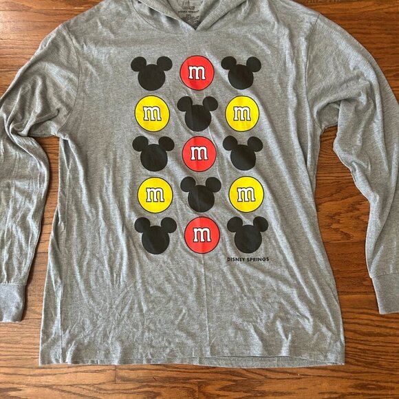 Disney Springs M&M Mickey Long Sleeve Hoodie Tee Size XXL 2XL Men's Unisex Shirt - Picture 3 of 10